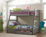 Ashton 2-drawer Wood Twin Over Full Bunk Bed Grey - Tampa Furniture Outlet
