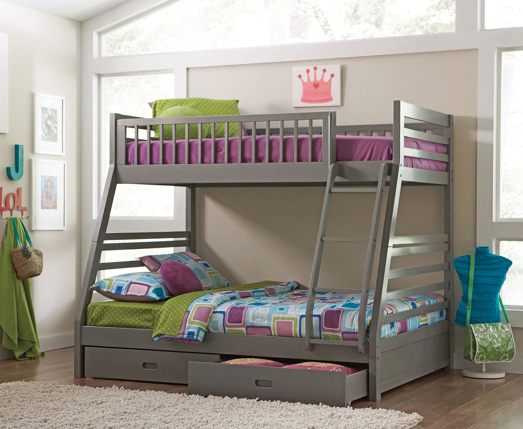 Ashton 2-drawer Wood Twin Over Full Bunk Bed Grey - Tampa Furniture Outlet