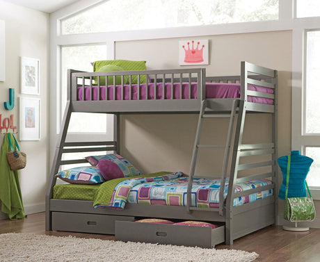 Ashton 2-drawer Wood Twin Over Full Bunk Bed Grey - Tampa Furniture Outlet