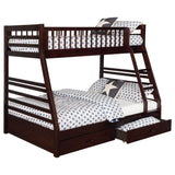 Ashton 2-drawer Wood Twin Over Full Bunk Bed Cappuccino - Tampa Furniture Outlet