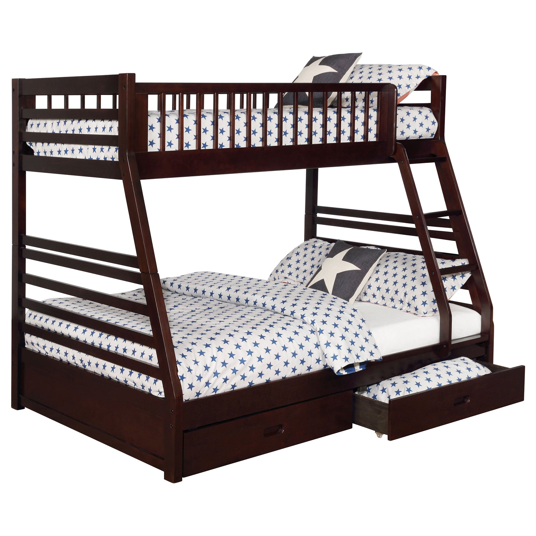 Ashton 2-drawer Wood Twin Over Full Bunk Bed Cappuccino - Tampa Furniture Outlet