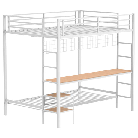 Tampa Furniture Outlet - Coaster - Bettoni Metal Full Over Twin Workstation Bunk Bed Matte White - 460209WHT