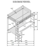 Bettoni Metal Full Over Twin Workstation Bunk Bed Matte White