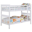 Tampa Furniture Outlet - Coaster - Chapman Wood Twin Over Twin Bunk Bed with Mattress White - 460244N-SM
