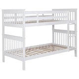 Chapman Wood Twin Over Twin Bunk Bed with Mattress White - Tampa Furniture Outlet