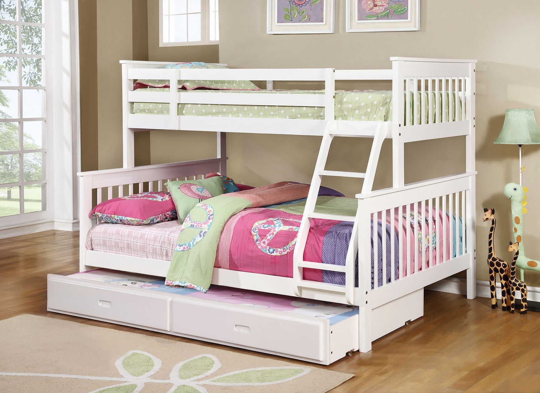 Chapman Wood Twin Over Full Bunk Bed White - Tampa Furniture Outlet