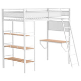 Tampa Furniture Outlet - Coaster - Campus 3-shelf Metal Twin Workstation Loft Bed Matte White - 460332WHT