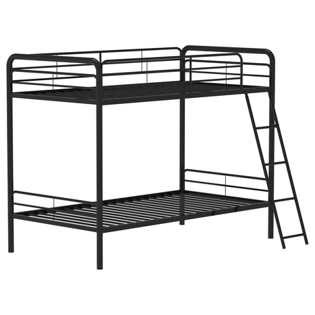 Tampa Furniture Outlet - Coaster - Carson Metal Twin Over Twin Bunk Bed Glossy Black - 460334BLK