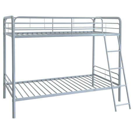 Tampa Furniture Outlet - Coaster - Carson Metal Twin Over Twin Bunk Bed Glossy Silver - 460334SVR