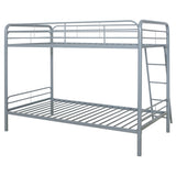 Carson Metal Twin Over Twin Bunk Bed Glossy Silver