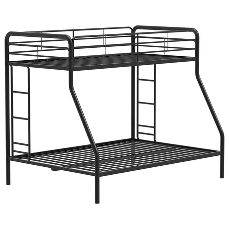 Tampa Furniture Outlet - Coaster - Carson Metal Twin Over Full Bunk Bed Glossy Black - 460340BLK