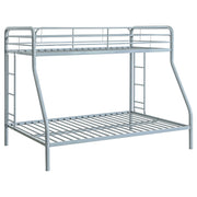 Tampa Furniture Outlet - Coaster - Carson Metal Twin Over Full Bunk Bed Glossy Silver - 460340SVR