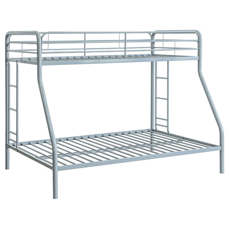 Tampa Furniture Outlet - Coaster - Carson Metal Twin Over Full Bunk Bed Glossy Silver - 460340SVR