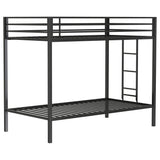 Tampa Furniture Outlet - Coaster - Alevera Metal Twin Over Twin Bunk Bed with Ladder Black - 460361BLK