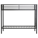 Alevera Metal Twin Over Twin Bunk Bed with Ladder Black