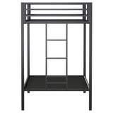 Alevera Metal Twin Over Twin Bunk Bed with Ladder Black