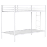 Tampa Furniture Outlet - Coaster - Alevera Metal Twin Over Twin Bunk Bed with Ladder White - 460361WHT