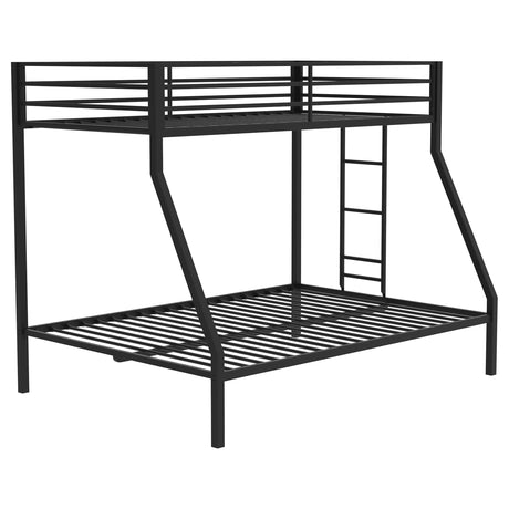 Tampa Furniture Outlet - Coaster - Alevera Metal Twin Over Full Bunk Bed with Ladder Black - 460365BLK