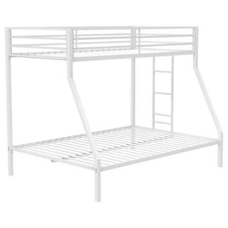 Tampa Furniture Outlet - Coaster - Alevera Metal Twin Over Full Bunk Bed with Ladder White - 460365WHT