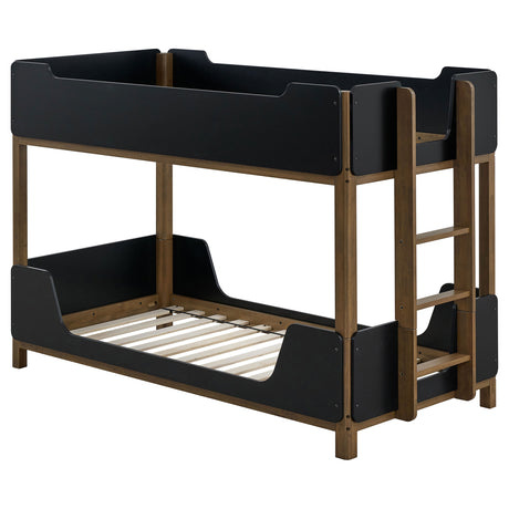 Tampa Furniture Outlet - Coaster - Morris Twin Over Twin Wood Bunk Bed Black and Walnut - 460369