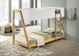 Wyatt Wood Twin Over Twin Bunk Bed White and Natural - Tampa Furniture Outlet