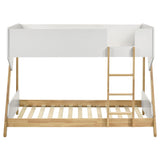 Wyatt Wood Twin Over Twin Bunk Bed White and Natural - Tampa Furniture Outlet