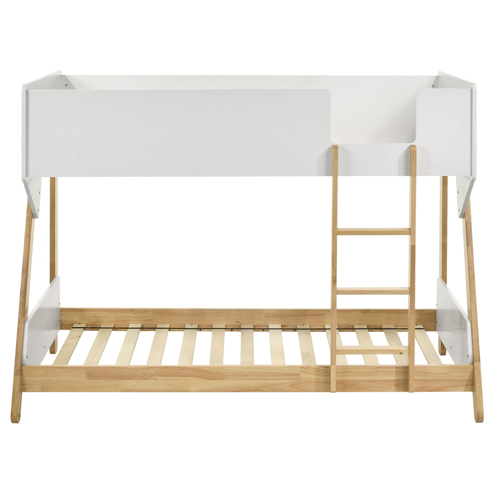 Wyatt Wood Twin Over Twin Bunk Bed White and Natural - Tampa Furniture Outlet