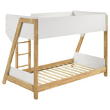 Wyatt Wood Twin Over Twin Bunk Bed White and Natural - Tampa Furniture Outlet