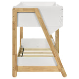 Wyatt Wood Twin Over Twin Bunk Bed White and Natural - Tampa Furniture Outlet