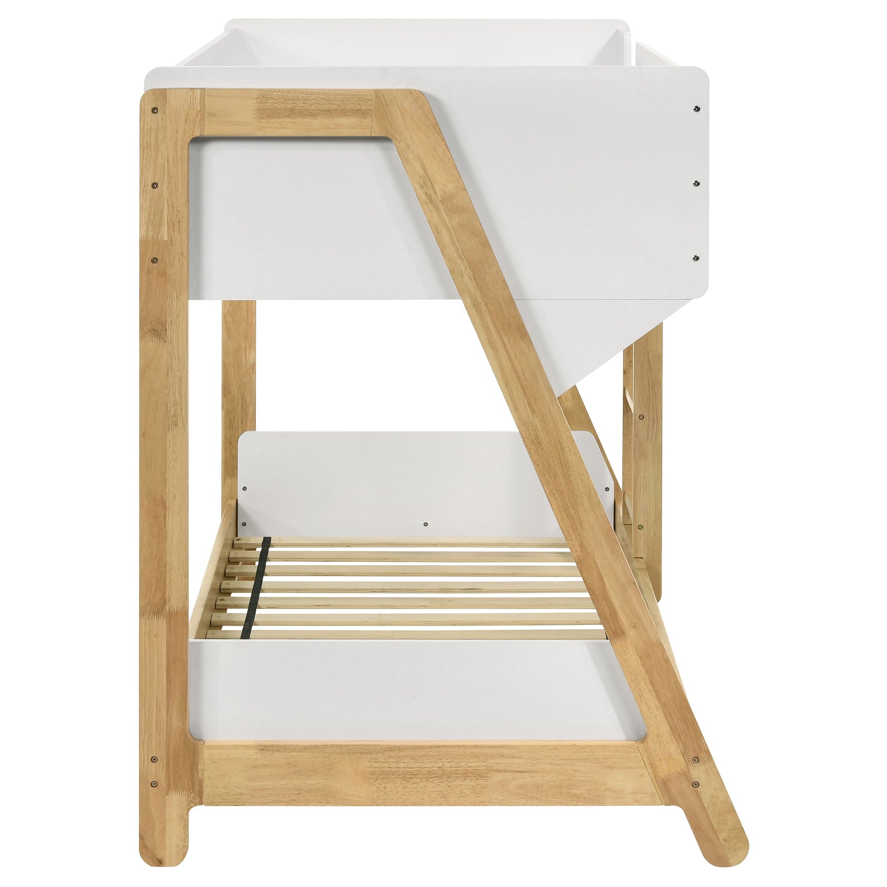 Wyatt Wood Twin Over Twin Bunk Bed White and Natural - Tampa Furniture Outlet
