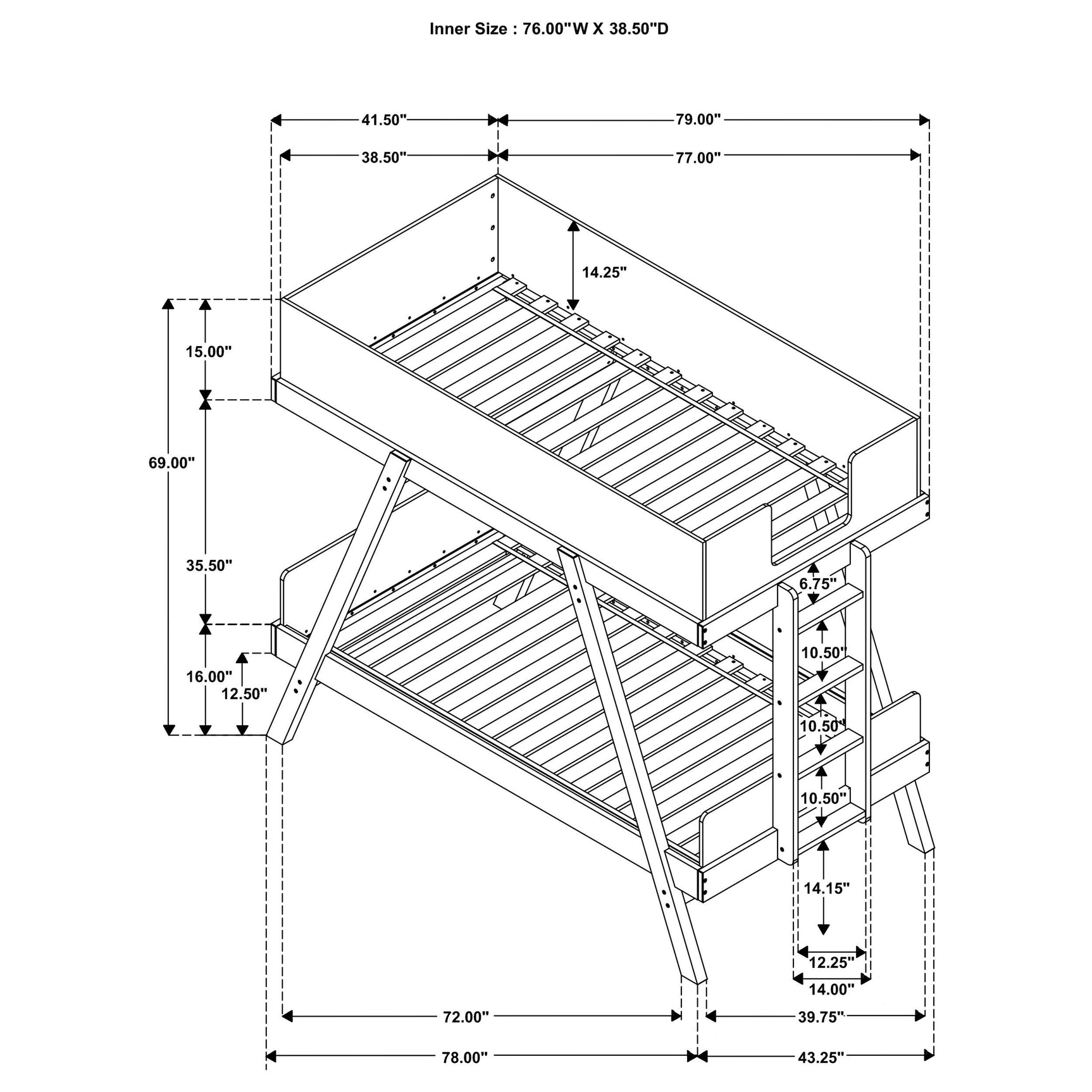 Frankie Twin Over Twin Bunk Bed with 7-inch Mattresses White - Tampa Furniture Outlet