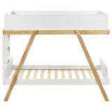 Frankie Wood Twin Over Twin Bunk Bed White and Natural - Tampa Furniture Outlet