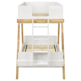 Frankie Wood Twin Over Twin Bunk Bed White and Natural - Tampa Furniture Outlet