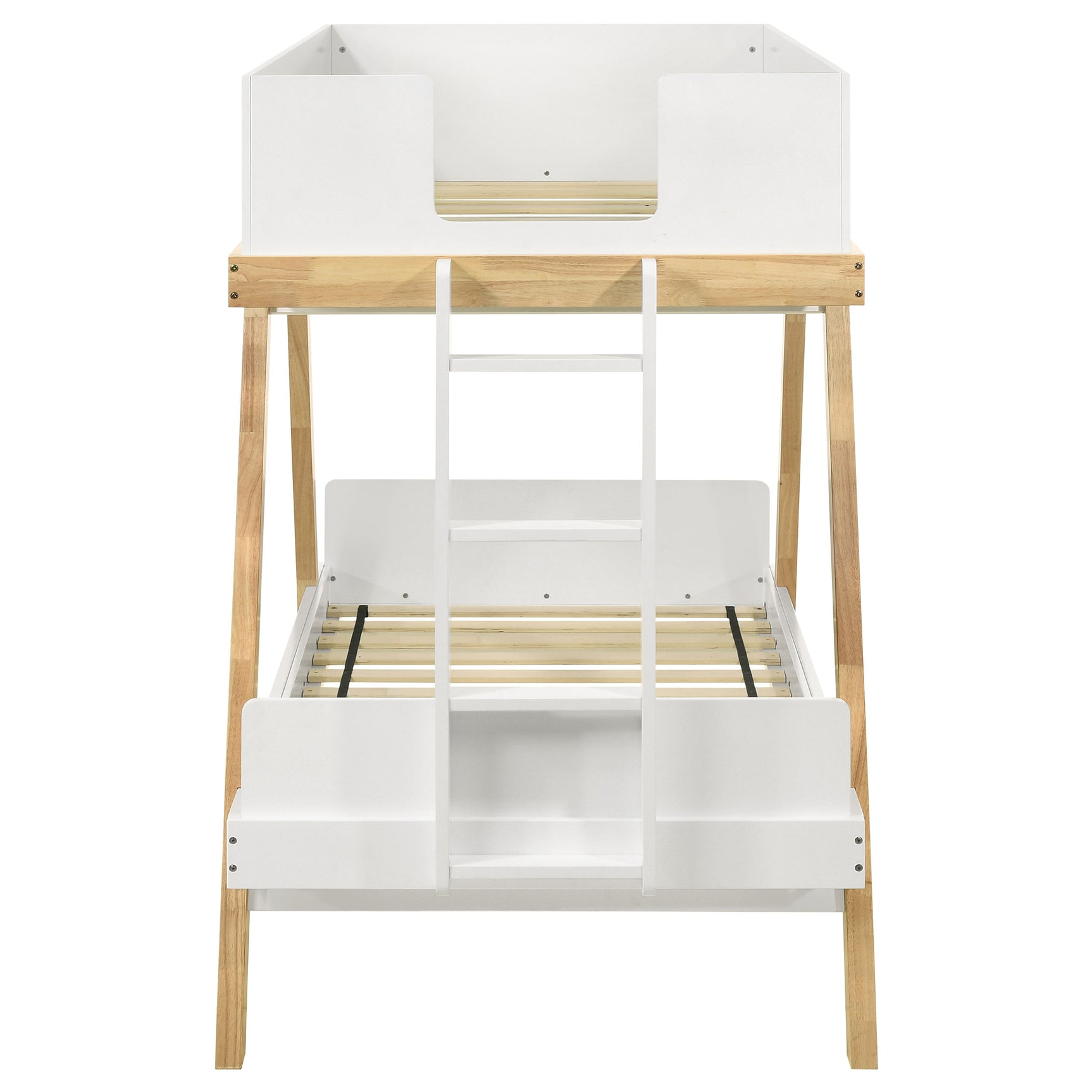 Frankie Wood Twin Over Twin Bunk Bed White and Natural - Tampa Furniture Outlet
