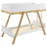 Frankie Wood Twin Over Twin Bunk Bed White and Natural - Tampa Furniture Outlet