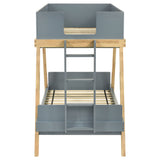 Frankie Wood Twin Over Twin Bunk Bed Blue and Natural - Tampa Furniture Outlet