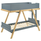 Frankie Wood Twin Over Twin Bunk Bed Blue and Natural - Tampa Furniture Outlet