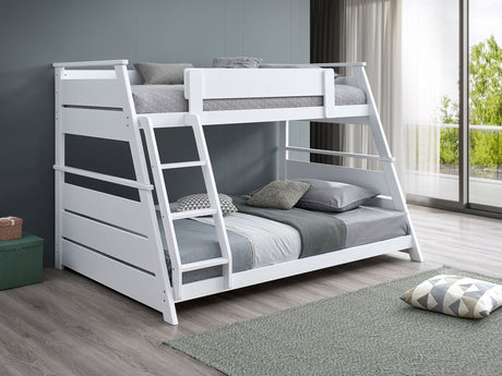 Holden Wood Veneer Twin Over Full Bunk Bed White - Tampa Furniture Outlet