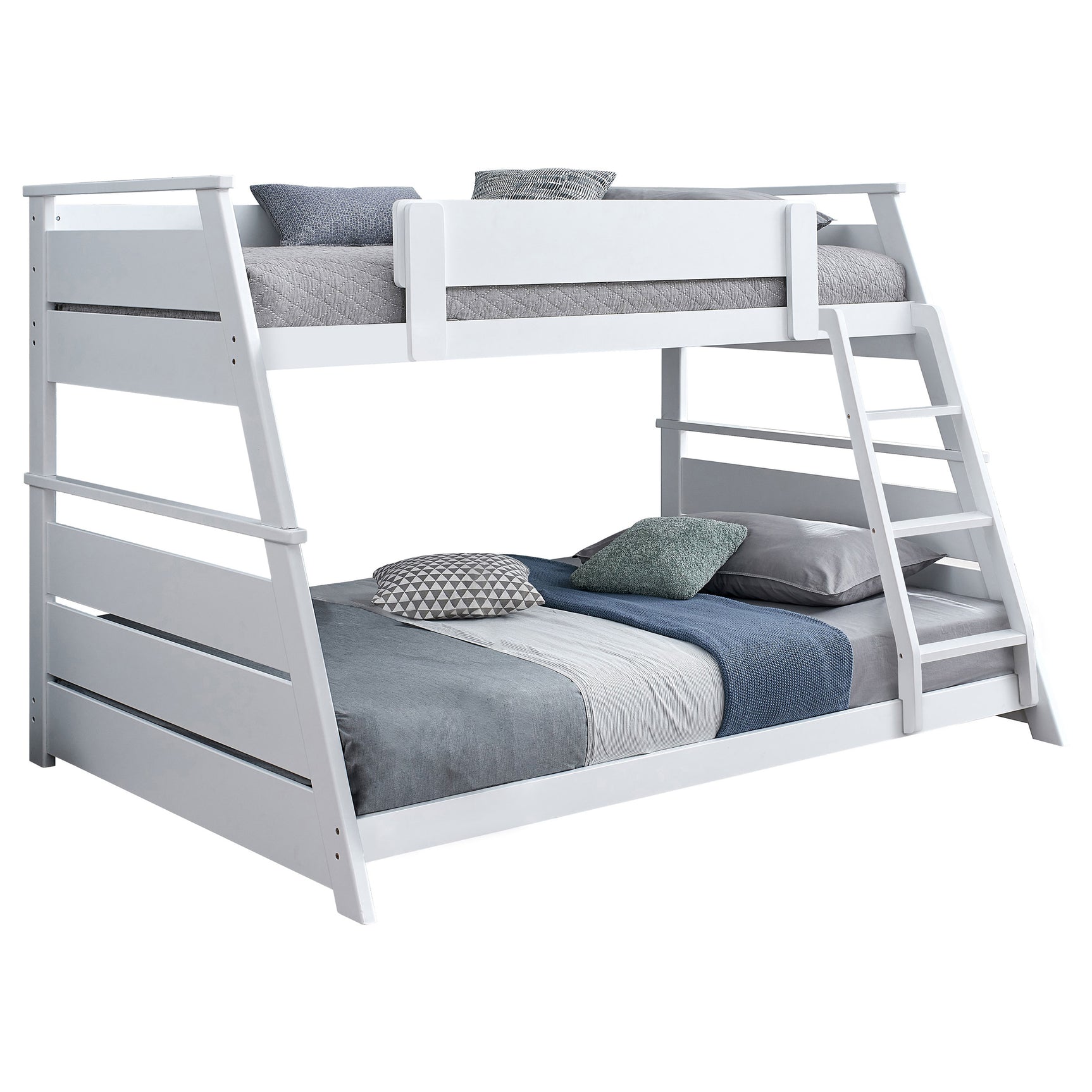 Holden Wood Veneer Twin Over Full Bunk Bed White - Tampa Furniture Outlet