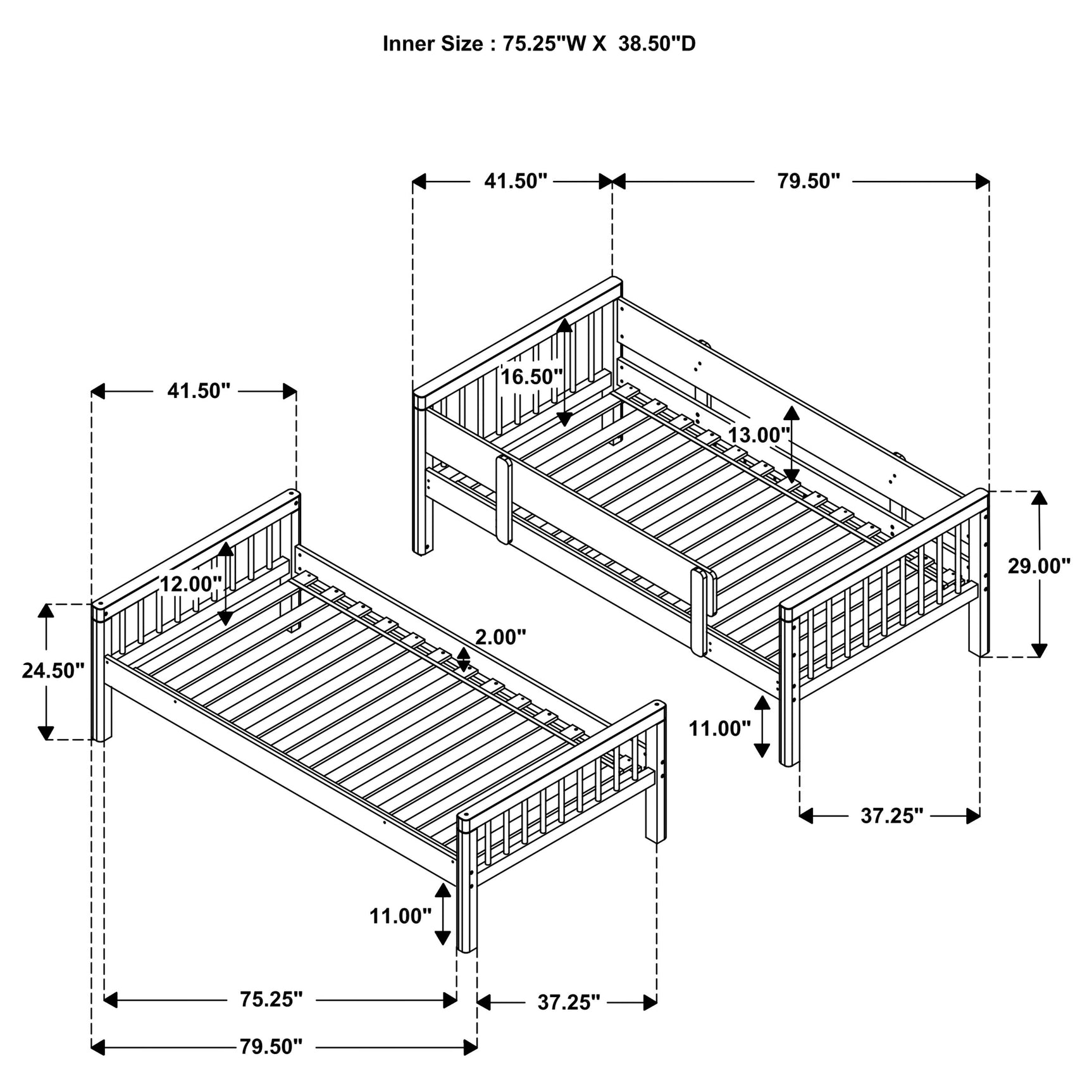 Dakota Wood Twin Over Twin Bunk Bed Natural - Tampa Furniture Outlet