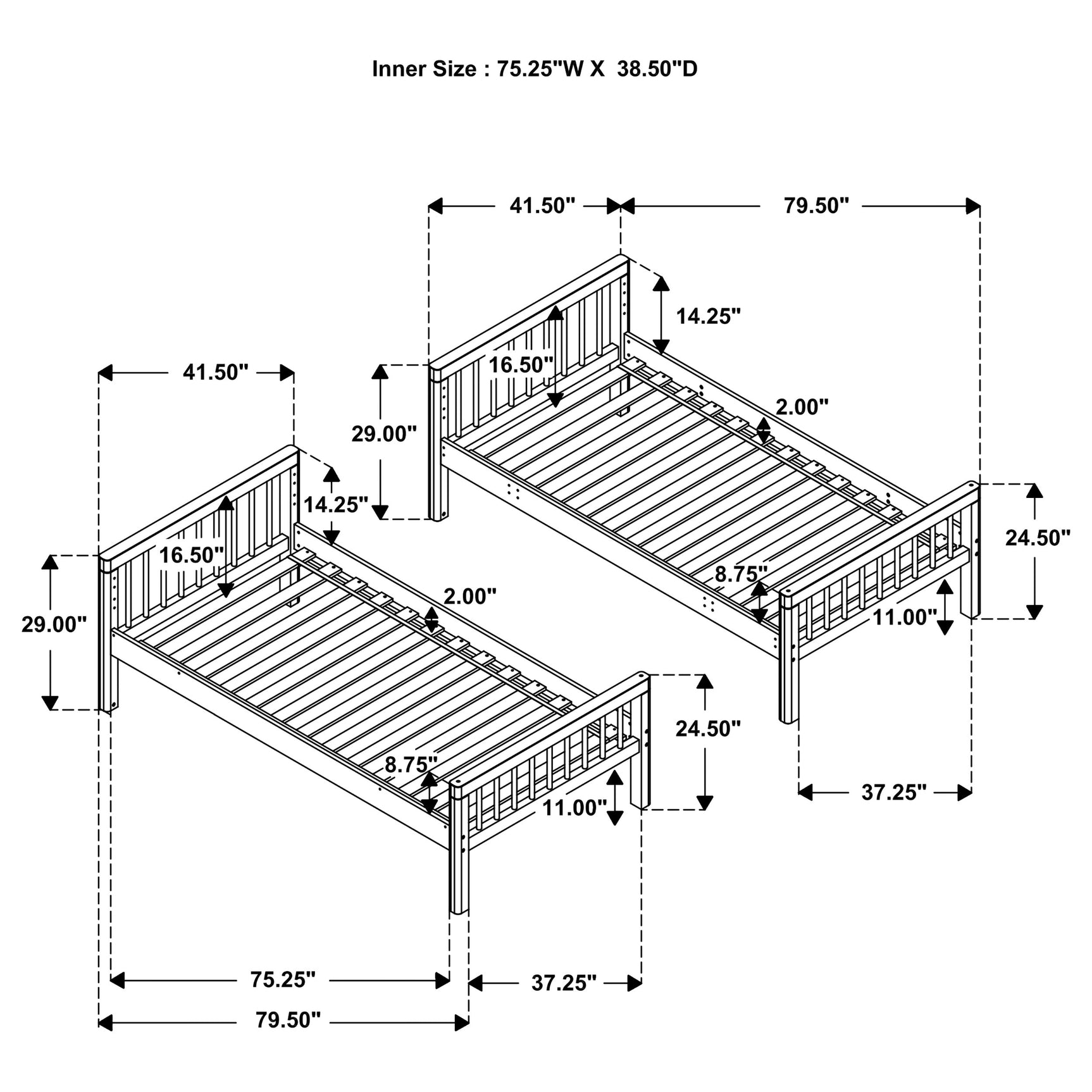 Dakota Wood Twin Over Twin Bunk Bed Natural - Tampa Furniture Outlet