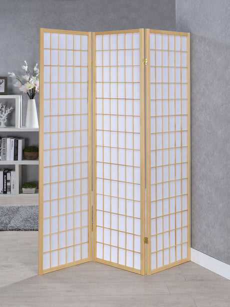 Carrie 3-Panel Room Divider Folding Shoji Screen Natural - Tampa Furniture Outlet
