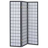 Tampa Furniture Outlet - Coaster - Carrie 3-Panel Room Divider Folding Shoji Screen Black - 4622