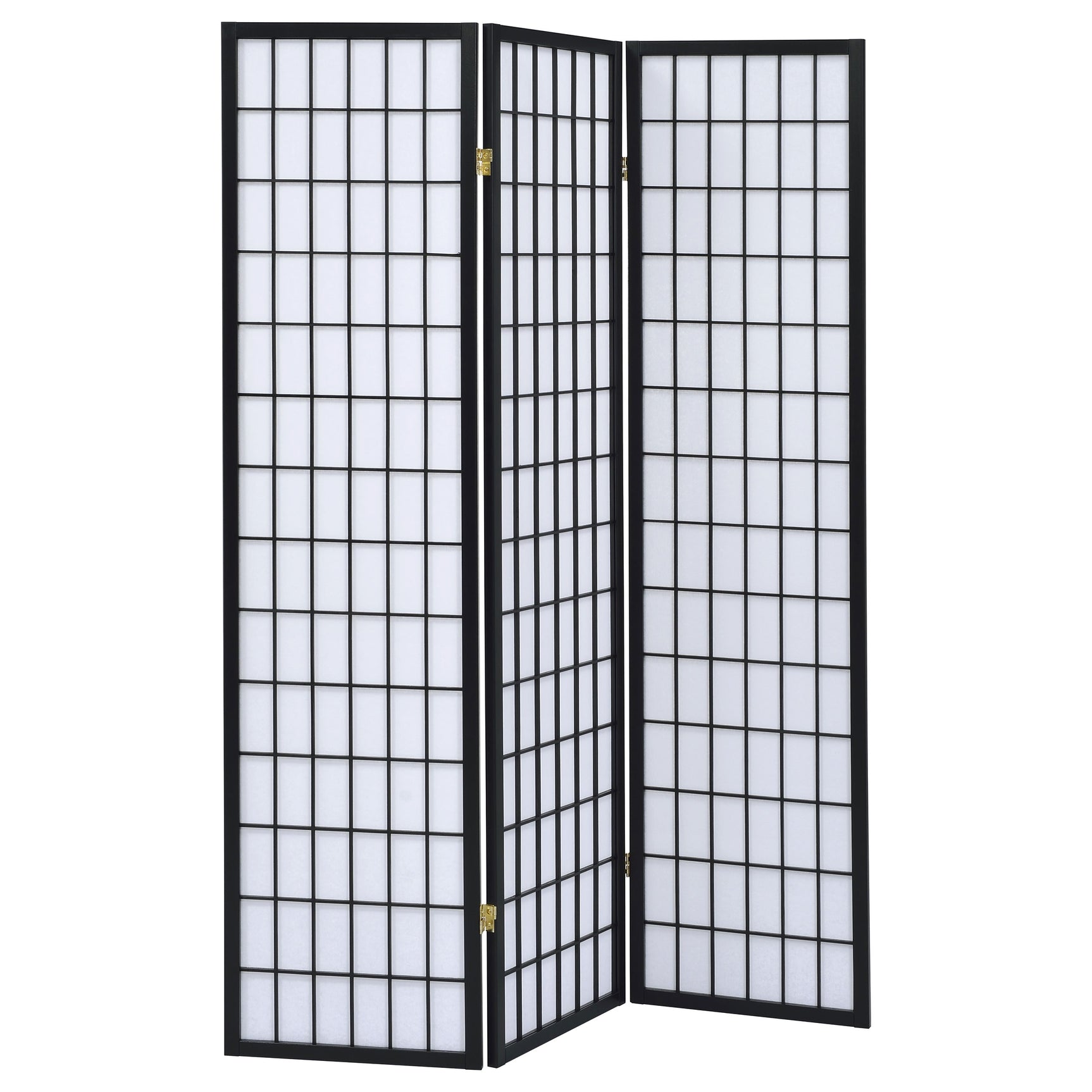 Tampa Furniture Outlet - Coaster - Carrie 3-Panel Room Divider Folding Shoji Screen Black - 4622