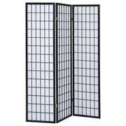 Tampa Furniture Outlet - Coaster - Carrie 3-Panel Room Divider Folding Shoji Screen Black - 4622