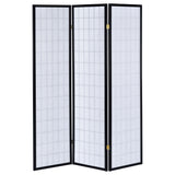 Carrie 3-Panel Room Divider Folding Shoji Screen Black - Tampa Furniture Outlet