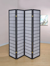 Roberto 4-Panel Room Divider Folding Shoji Screen Black - Tampa Furniture Outlet