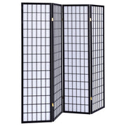 Tampa Furniture Outlet - Coaster - Roberto 4-Panel Room Divider Folding Shoji Screen Black - 4624