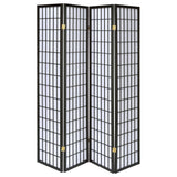 Roberto 4-Panel Room Divider Folding Shoji Screen Black - Tampa Furniture Outlet