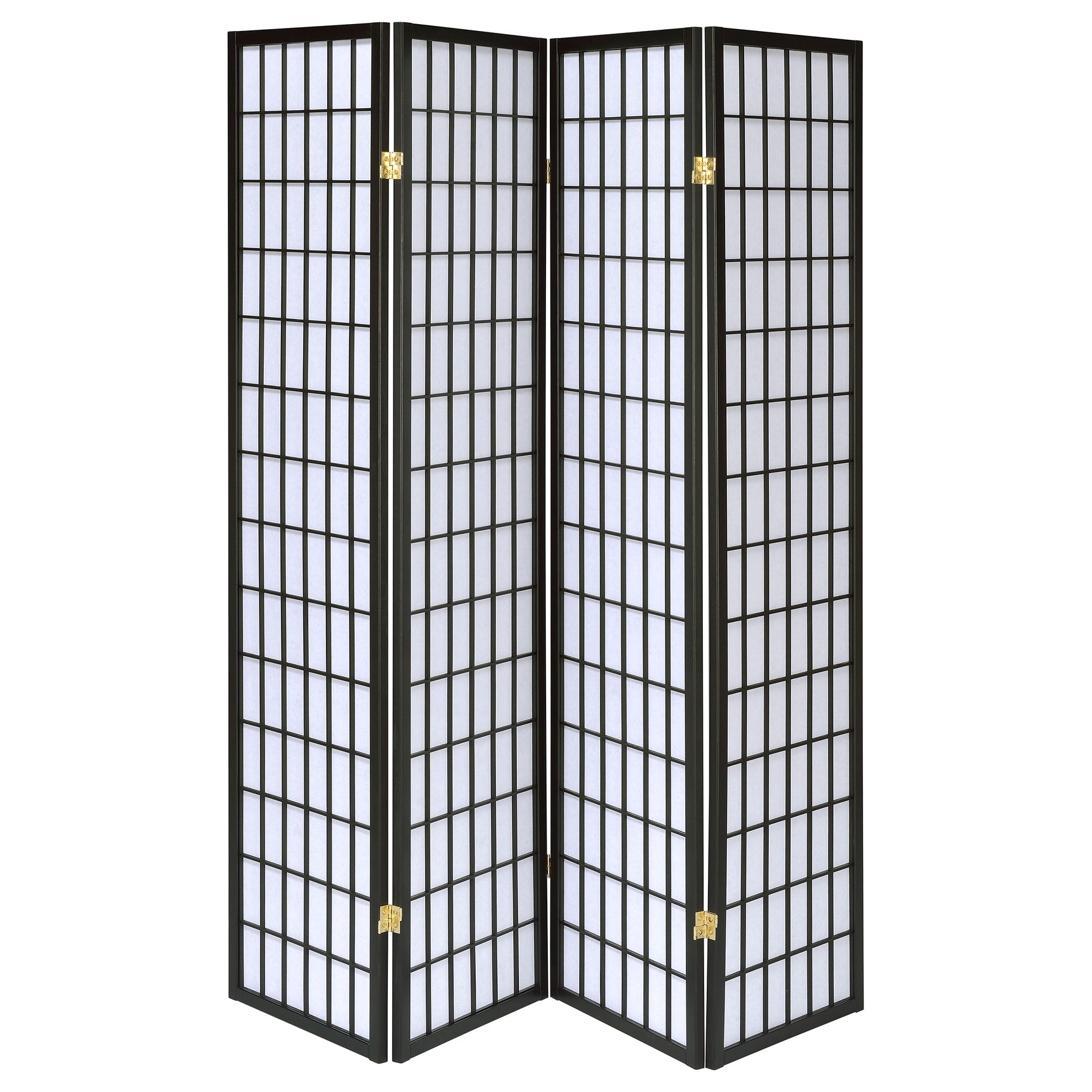 Roberto 4-Panel Room Divider Folding Shoji Screen Black - Tampa Furniture Outlet